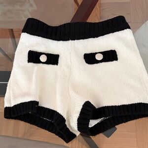 Endless Rose Black and White Knit Shorts